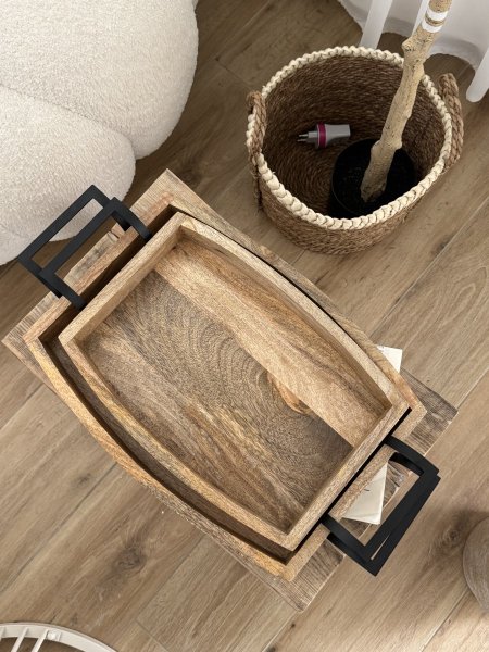 طقم صواني خشب مانجو هندي (اجود أنواع الخشب )