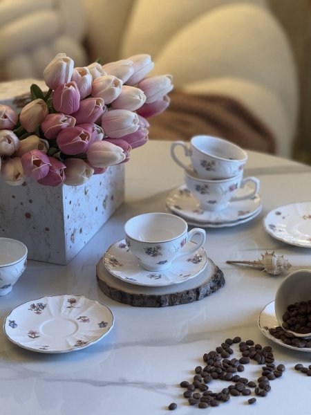 طقم ٦فناجين قهوة مع صحونهم